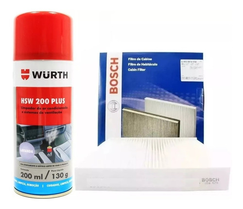 Combo Filtro De Ar Condicionado Bosch + Higienizador Wurth