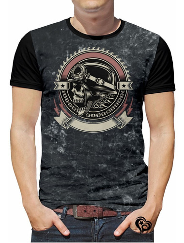 Camiseta Rock Caveira Moto Masculina Roupas Blusa Crânio
