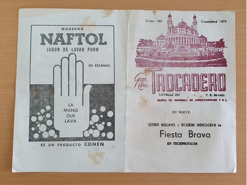Programa Cine Trocadero - Una Noche En La Opera Año 1963