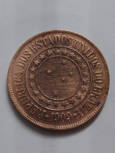 Moeda Bronze 40 Reis Ano 1909 Sob Lote 4146