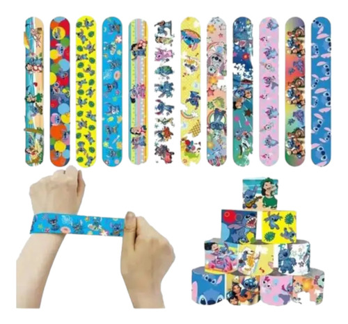 Pack 12 Pulseras Slap Infantil, Sorpresas De Cumpleaños