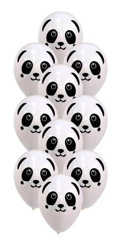 Globos Cara Panda Impresos X 10u 