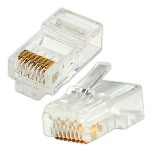 Plug Cat 6 Rj45 20 piezas Baño De Oro 3u en pines Conector Red Utp Cober
