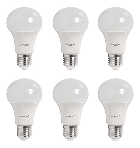 Pack X6 Bombita De Luz Lampara Led Bulbo 718932 9w Calida