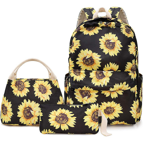 Juego De Mochila Cartuchera Y Lunchera Escolares Girasoles