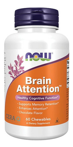 Brain Attention 200 Mg 60 Tabletas Masticables Now Foods