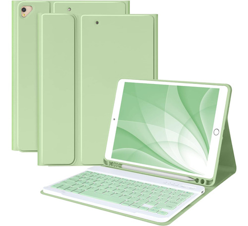 Funda C/teclado Mmk Para iPad 9g/8g/7g 10.2in Backlit/green