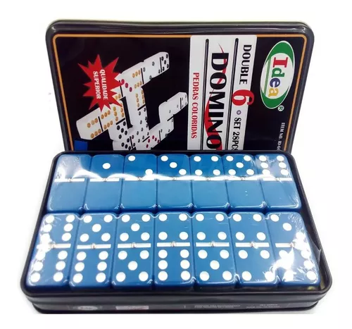 Jogo Domino Profissional Osso Colorido 28 Peças Com Estojo