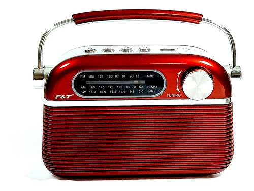 Imagen 2 de 8 de Radio Vintage Recargable Am Fm Bluetooth Usb Tf F&t Ft-951bt