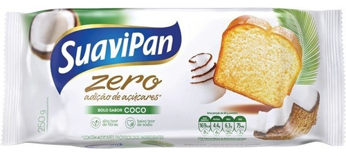 Bolo Sabor Coco Zero Adição De Açúcares Suavipan 250g.