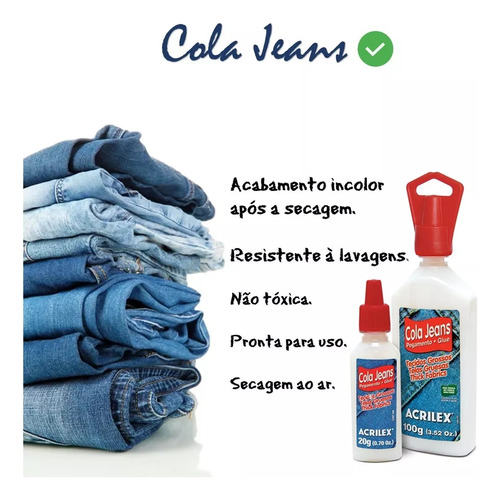 Cola Tecido Jeans Tecidos Grossos 100g Kit C/ 2 Unidades
