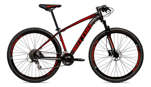 Mountain bike Sutton New aro 29 17" 21v freios de disco hidráulico câmbios Shimano cor preto/vermelho