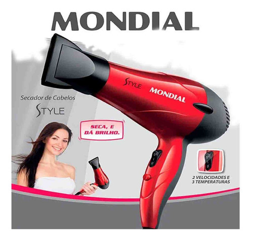 Secador De Cabelos Mondial Style Red 1200wts 220v + Prancha