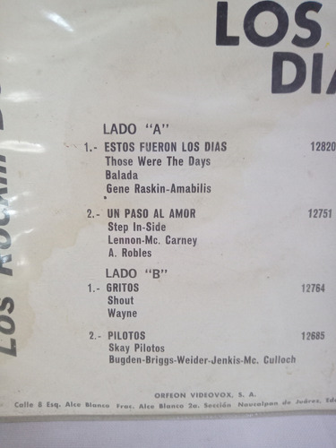 Ep Los Rockin Devils Esos Fueron Los Dias Orfeón 1968 45 Rpm (Usado)