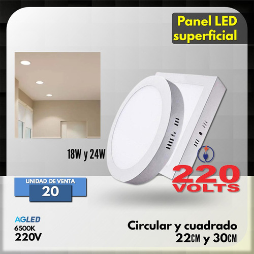 Panel Led Superficial Circular 18w 6000k 220v 22cm 80-90lm/w