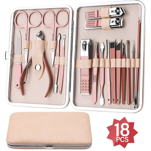 18 Piezas Kit De Manicura Pedicura De Acero Inoxidable