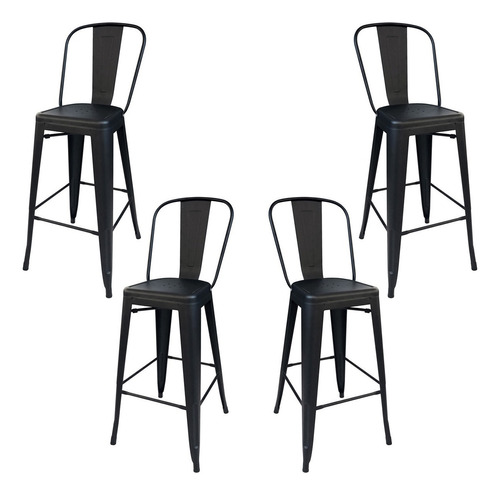 Banqueta DeSillas Tólix color negro de 116cm de alto x 4u