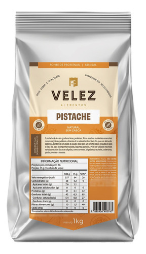 Pistache Cru Sem Casca Sem Sal Ao Natural Velez 1kg Premium