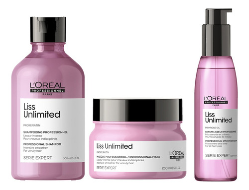 Loreal Liss Unlimited Shamp 300ml Masc 250ml Oil 125ml