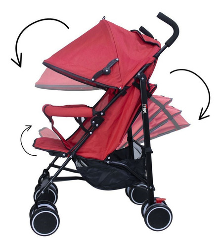 Imagen 3 de 10 de Coche De Paseo Cochecito Bebé Capota Reclinable Plegable