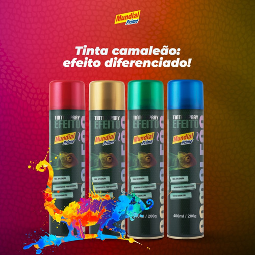 Kit Tinta Spray Efeito Camaleão Cores 400ml + Fundo + Verniz