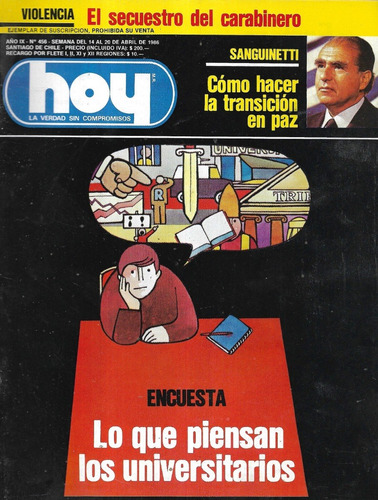Revista Hoy N° 456 / 14 A 20 Abril 1986 / Pensamiento Univer