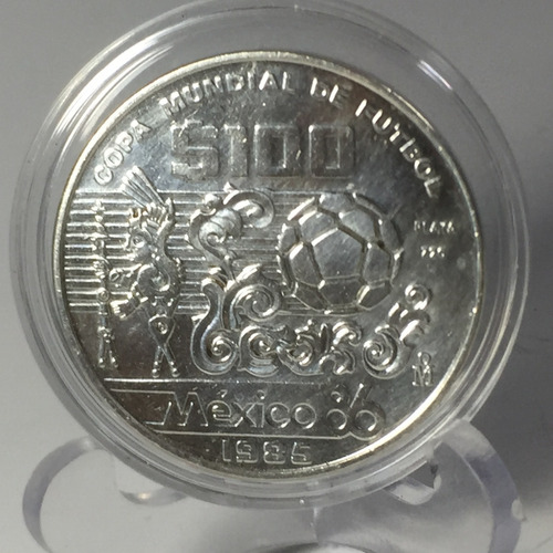 Moneda De Plata 1986 Mundial 100 Peso Capsula