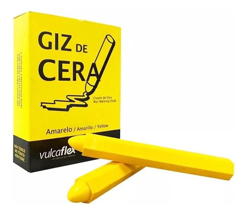 Giz De Cera Amarelo Caixa Com 12 Peças - Giz- Vulcaflex