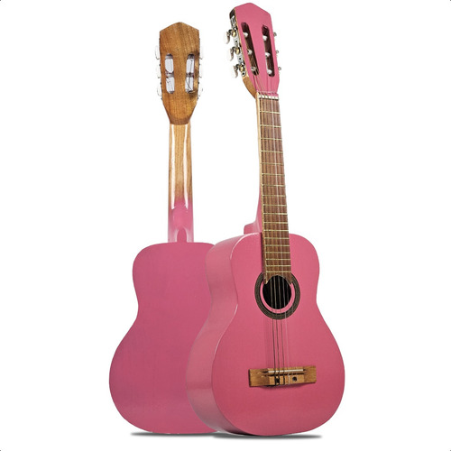 Guitarra Electro Criolla Niño Mini Funda Pua Colores + Color 1/2 Rosa Orientación De La Mano Diestro