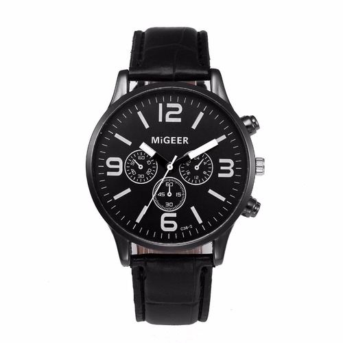 Relógio Masculino Migeer Pulseira De Couro, Em Promoção!