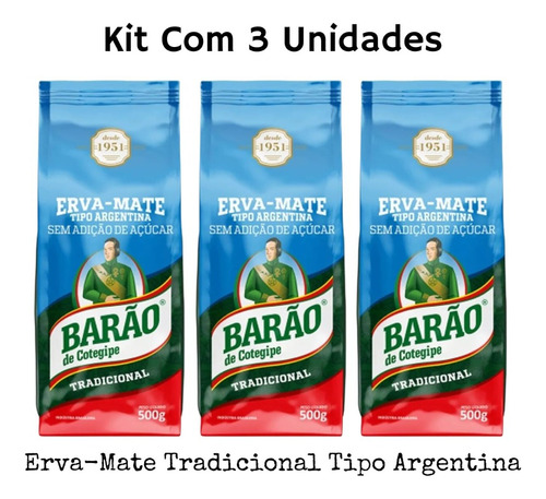 Erva Mate Tipo Argentina Export  Barão De Cotegipe 1,5 Kg