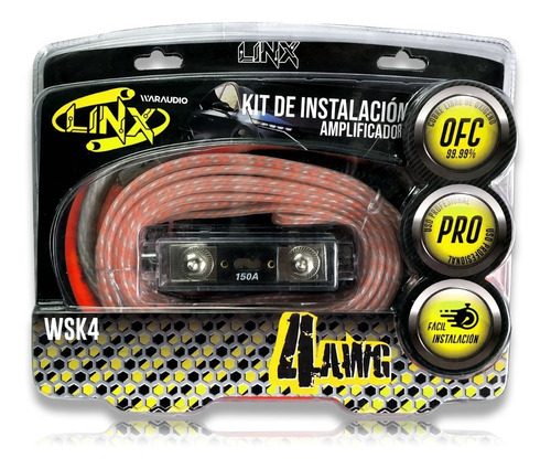 Kit De Instalación Linx Waraudio Wks4 100% Cobre Calibre 4