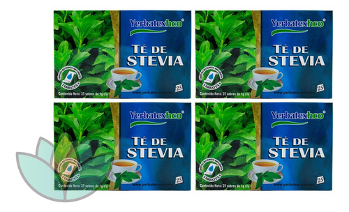 Pack 4 Tés De Stevia Caja Con 25 Sobres De 1g