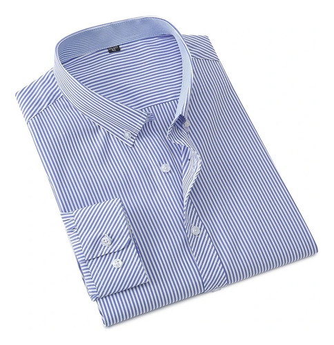 Camisa A Cuadros Finos Para Hombre De Talla Grande, Más Tela