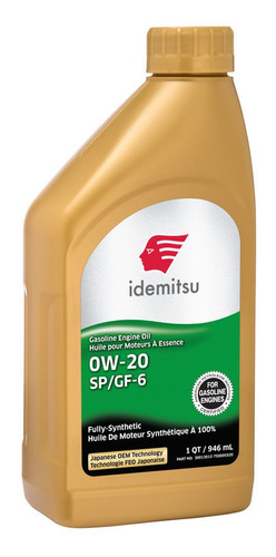 Idemitsu Aceite Motor 0w20 100% Sintético; .946 Lt