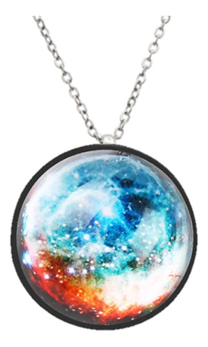 Collar Acero Inoxidable Cristal 3d Galaxia Planetas Universo
