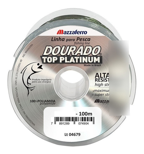 Linha De Pesca Dourado Top Platinum Rst 16,5kg 100m 0,50mm