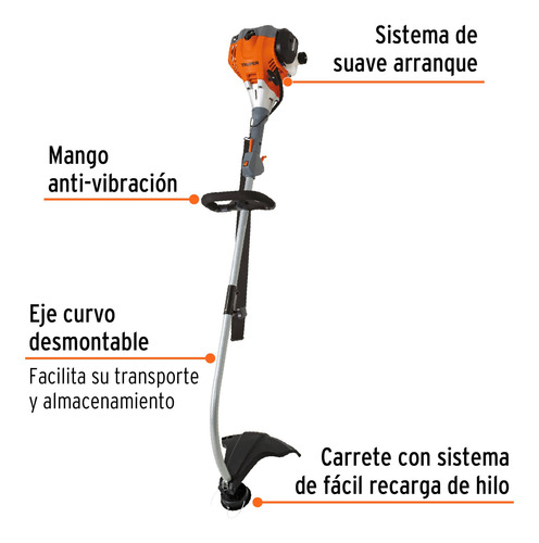 Desbrozadora A Gasolina 30cc 17' Corte Curva Truper 12498