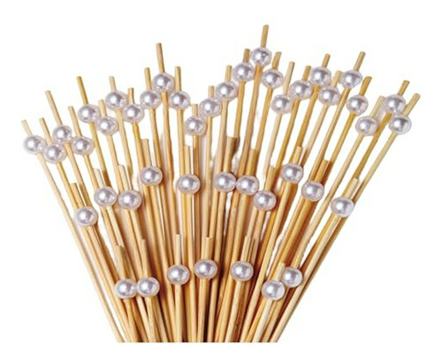 100 Púas De Cóctel De Bambú Para Decoración De Aperitivos, 4