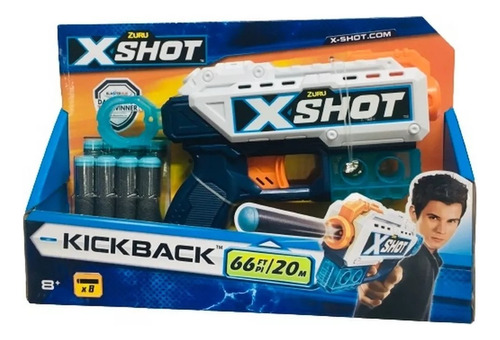 Pistola Kickback Lanza Dardos Goma Espuma A 20 Metros Xshot