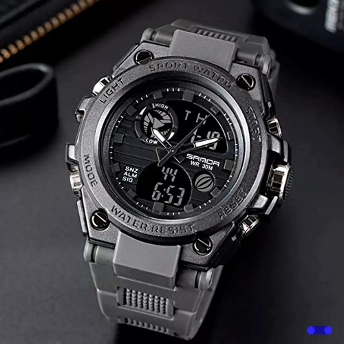 Reloj Táctico Impermeable Dual Analógico Digital Negro