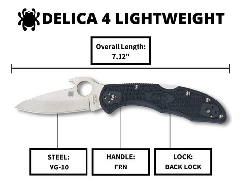 Spyderco C11pgyw - Cuchillo (72 G, 18.2 Cm, 10.8 Cm, Acero, Vg-10, Negro)