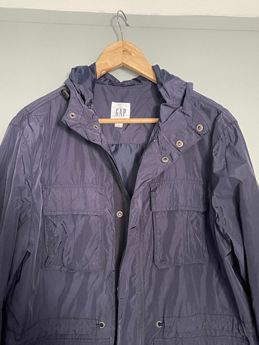 Gap Campera Trench Impermeable Azul Talle M Traída De Usa