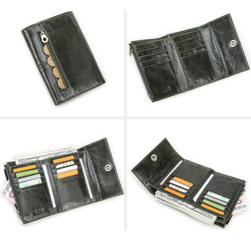 Cartera De Cuero Para Mujer Con Bloqueo Rfid De Navidad
