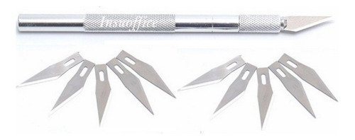 Cutter Bisturi Trincheta Metal Set + 10 Cuchillas + Capuchon