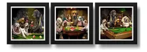 Comprar Set 3 Cuadros Perros Casino Juegos Billar Poker Mascota Brs1