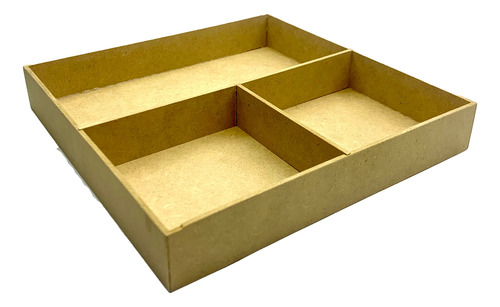 1 Caja 20x20x3cm Madera Mdf Cuadrada Chica Con Divisiones