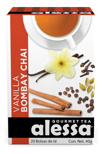Alessa Té Bombay Chai Vainilla Cardamomo Jengibre 20/2gr