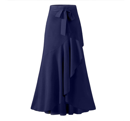 Falda Talla Para Mujer Larga Volante Midi Cintura Alta Lazo
