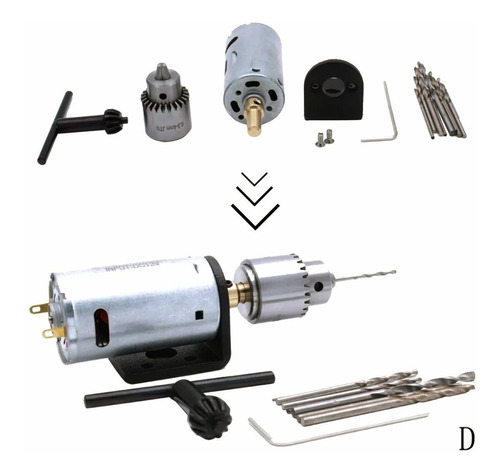 Mini Kit De Taladro Eléctrico De Mano 12v Base Y Brocas 